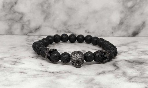 Mei's Everest armband | Black Skull | zwart zilver