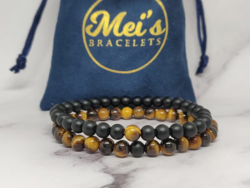 Mei's Everest koppels armband | Couple with Mini Claws | bruin zwart