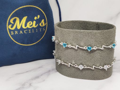 Mei's Chained armband | Sparkly Thunder | 925 Zilver | blauw of zilver - Afbeelding 2