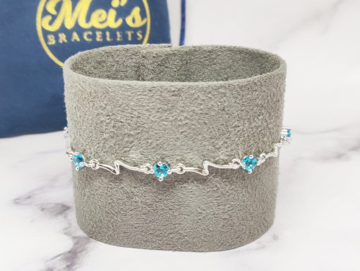 Mei's Chained armband | Sparkly Thunder | 925 Zilver | blauw of zilver - Afbeelding 4