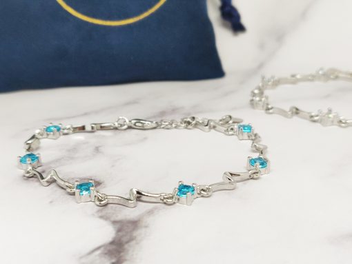 Mei's Chained armband | Sparkly Thunder | 925 Zilver | blauw of zilver - Afbeelding 5