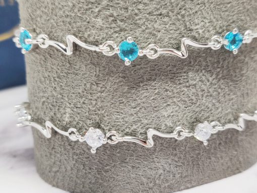 Mei's Chained armband | Sparkly Thunder | 925 Zilver | blauw of zilver - Afbeelding 8