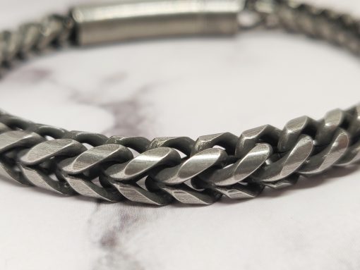 Mei's Chained armband | Tough Biker | Stainless Steel | zwart - Afbeelding 3