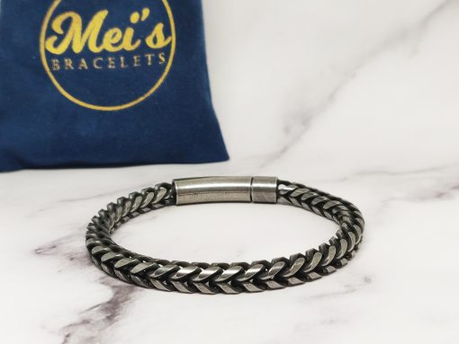 Mei's Chained armband | Tough Biker | Stainless Steel | zwart - Afbeelding 8