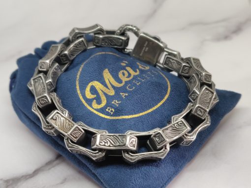 Mei's Viking armband | Brick Chain | Stainless Steel | zwart