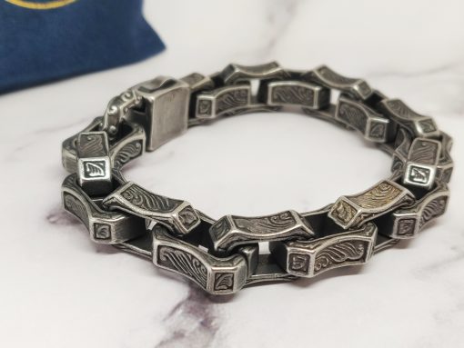 Mei's Viking armband | Brick Chain | Stainless Steel | zwart - Afbeelding 3