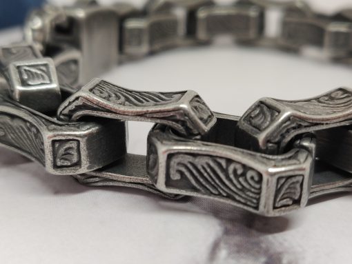 Mei's Viking armband | Brick Chain | Stainless Steel | zwart - Afbeelding 4