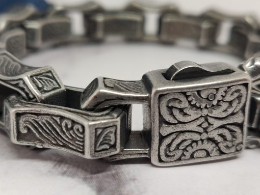 Mei's Viking armband | Brick Chain | Stainless Steel | zwart - Afbeelding 5