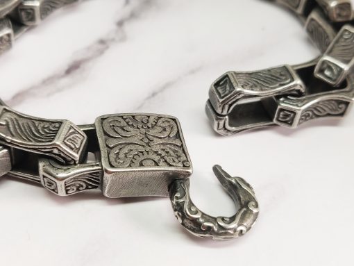 Mei's Viking armband | Brick Chain | Stainless Steel | zwart - Afbeelding 7