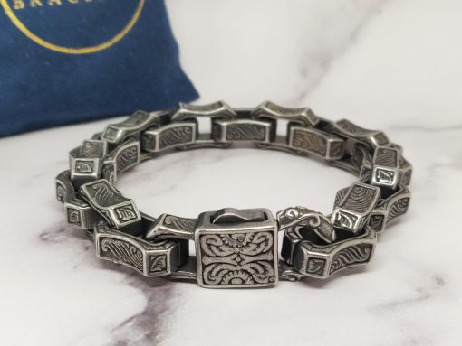 Mei's Viking armband | Brick Chain | Stainless Steel | zwart - Afbeelding 8