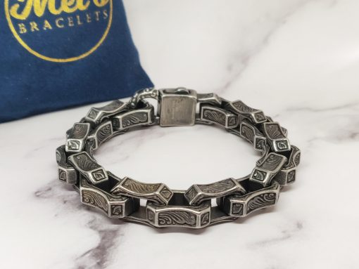 Mei's Viking armband | Brick Chain | Stainless Steel | zwart - Afbeelding 9