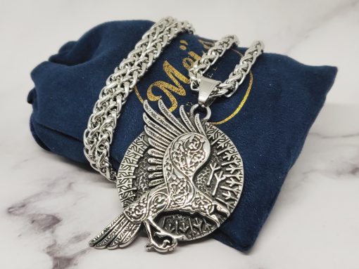 Mei's Viking | Raven Amulet ketting | Stainless Steel | zilver