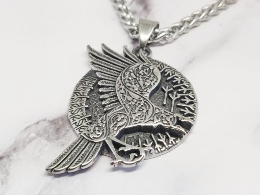 Mei's Viking | Raven Amulet ketting | Stainless Steel | zilver - Afbeelding 4