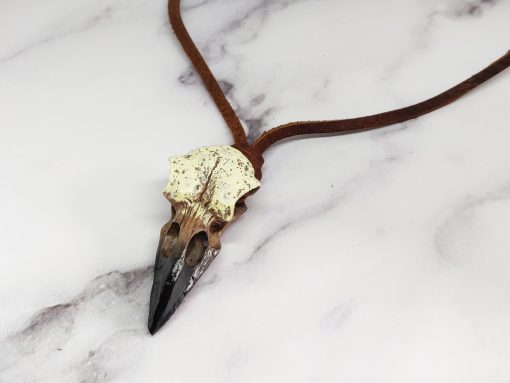 Mei's Viking ketting | Raven Head | Echt Leer | bruin