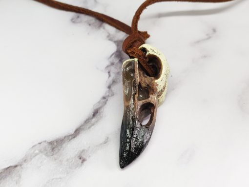 Mei's Viking ketting | Raven Head | Echt Leer | bruin - Afbeelding 4