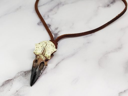 Mei's Viking ketting | Raven Head | Echt Leer | bruin - Afbeelding 8