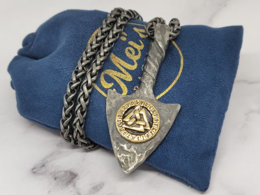 Mei's Viking ketting | Valknut Arrow | Stainless Steel | zwart / goud