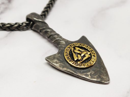 Mei's Viking ketting | Valknut Arrow | Stainless Steel | zwart / goud - Afbeelding 3