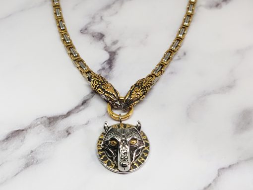 Mei's Viking ketting | Wolf & Dragons | Stainless Steel | goud / zilver - Afbeelding 2