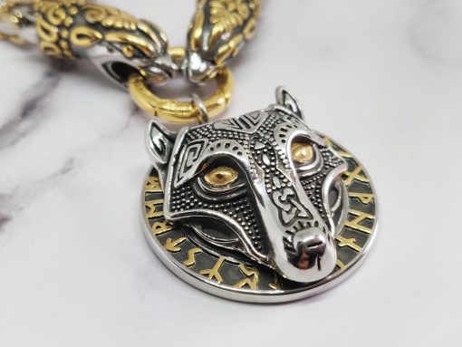 Mei's Viking ketting | Wolf & Dragons | Stainless Steel | goud / zilver - Afbeelding 3