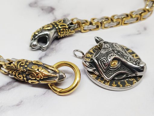 Mei's Viking ketting | Wolf & Dragons | Stainless Steel | goud / zilver - Afbeelding 6