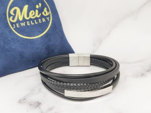 Mei's Coco armband | Leather Ropes | Echt Leder | zilver / zwart - Afbeelding 13