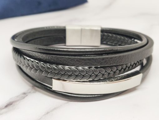 Mei's Coco armband | Leather Ropes | Echt Leder | zilver / zwart - Afbeelding 3