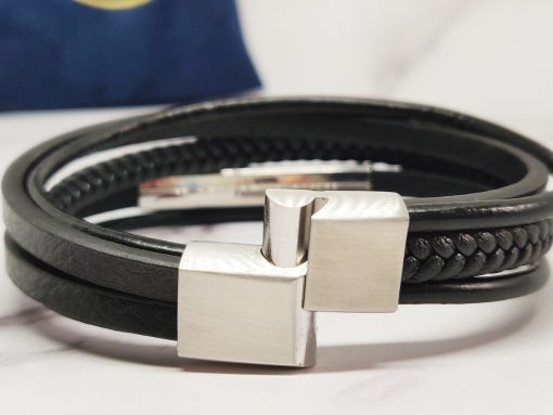 Mei's Coco armband | Leather Ropes | Echt Leder | zilver / zwart - Afbeelding 6