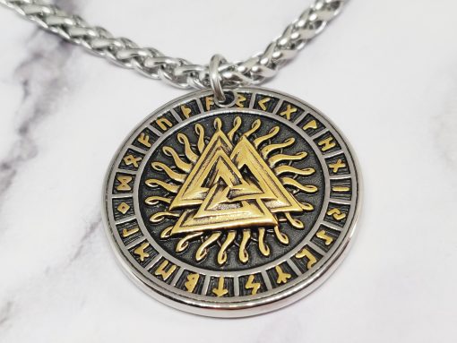 Mei's Viking ketting | Valknut & Axe | Stainless Steel | zilver / goud - Afbeelding 3