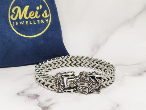 Mei's Viking armband | Wolf Fenrir | Stainless Steel | zilver - Afbeelding 2