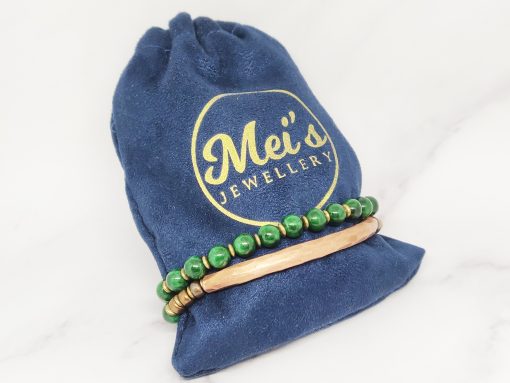 Mei's Tibetan armband | Coppery Jade | Edelsteen | groen / koper - Afbeelding 3