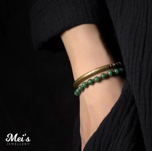 Mei's Tibetan armband | Coppery Jade | Edelsteen | groen / koper - Afbeelding 2