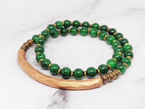 Mei's Tibetan armband | Coppery Jade | Edelsteen | groen / koper - Afbeelding 6