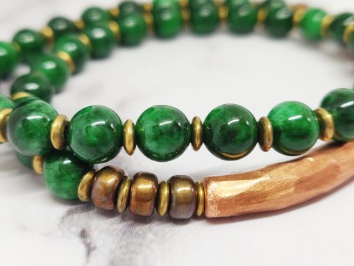 Mei's Tibetan armband | Coppery Jade | Edelsteen | groen / koper - Afbeelding 5