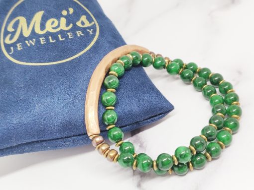 Mei's Tibetan armband | Coppery Jade | Edelsteen | groen / koper - Afbeelding 7