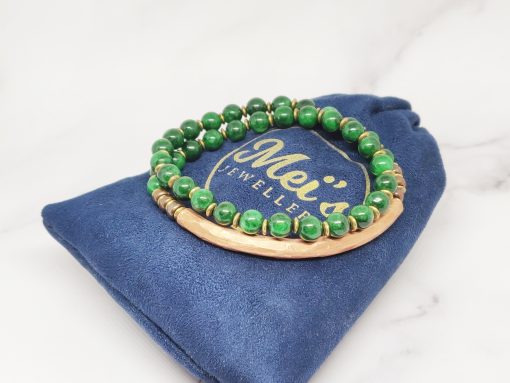 Mei's Tibetan armband | Coppery Jade | Edelsteen | groen / koper - Afbeelding 8