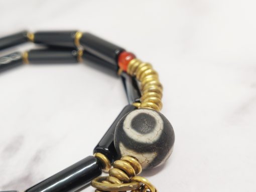 Mei's Tibetan armband | Onyx Rod | Edelsteen | zwart / goud - Afbeelding 4