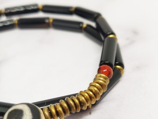 Mei's Tibetan armband | Onyx Rod | Edelsteen | zwart / goud - Afbeelding 5