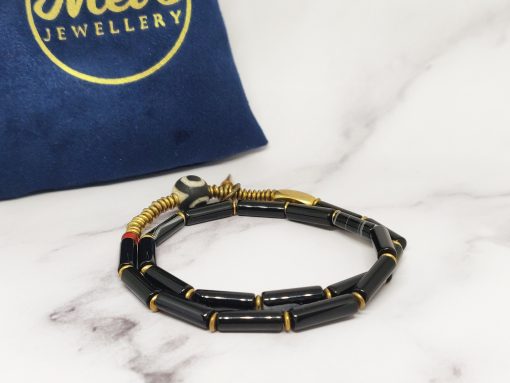 Mei's Tibetan armband | Onyx Rod | Edelsteen | zwart / goud - Afbeelding 7