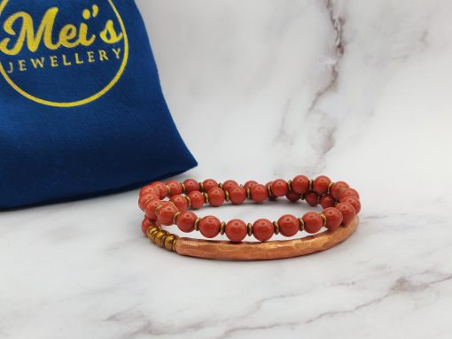 Mei's Tibetan armband | Coppery Jasper | Edelsteen | rood / koper - Afbeelding 11