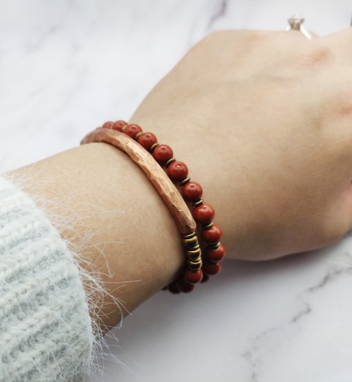 Mei's Tibetan armband | Coppery Jasper | Edelsteen | rood / koper - Afbeelding 3