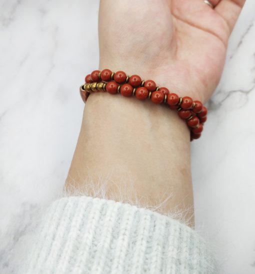 Mei's Tibetan armband | Coppery Jasper | Edelsteen | rood / koper - Afbeelding 4