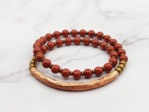 Mei's Tibetan armband | Coppery Jasper | Edelsteen | rood / koper - Afbeelding 6