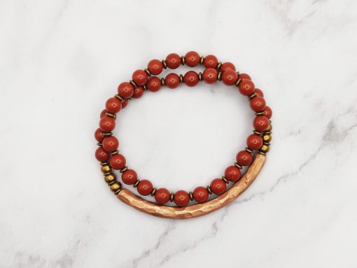 Mei's Tibetan armband | Coppery Jasper | Edelsteen | rood / koper - Afbeelding 9