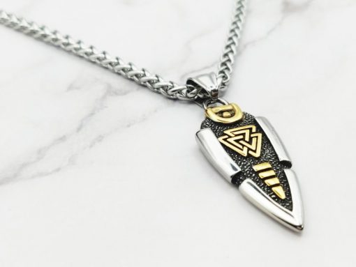 Mei's Viking ketting | Spear of Awe | Stainless Steel | zilver / goud - Afbeelding 4