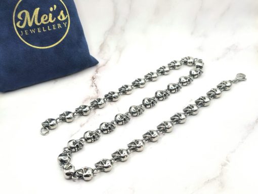 Mei's Lacy ketting | Skull Zone | Stainless Steel | zilver - Afbeelding 6