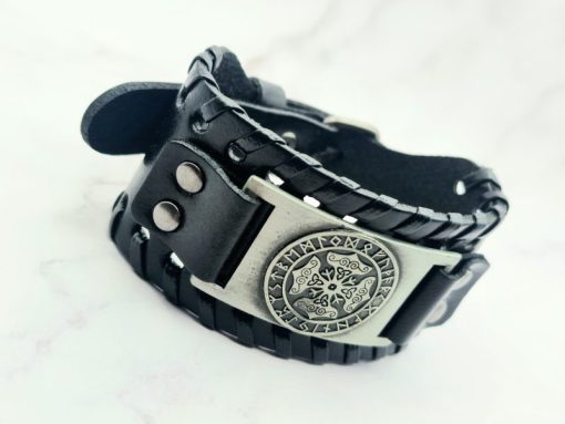 Mei's Viking armband | Black Thunderbrace | Echt Leer | zwart - Afbeelding 3