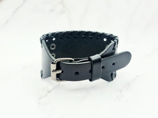 Mei's Viking armband | Black Thunderbrace | Echt Leer | zwart - Afbeelding 4