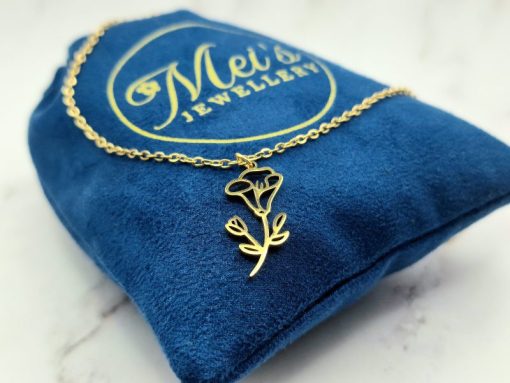 Mei's Lacy ketting | Floral Birth Month | Stainless Steel | goud / zilver - Afbeelding 3