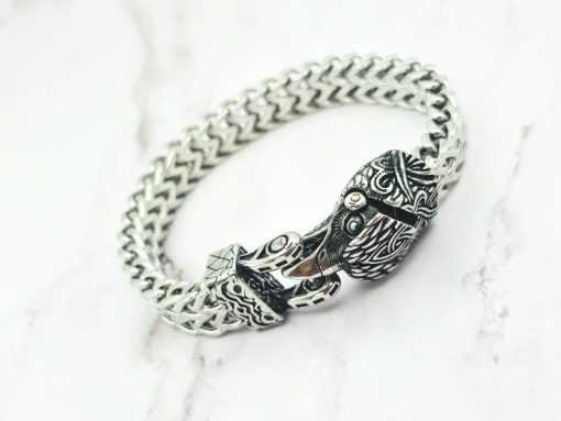 Mei's Viking armband | Rising Raven | Stainless Steel | zilver - Afbeelding 3